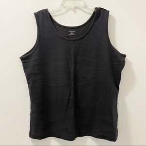 Land’s End Black Cotton Tank Top - Size XL (18-20)